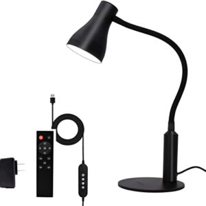 CeSunlight LED Desk Lamp, 3 Lighting Modes and 6 Brightness Levels, 10W Flexible Gooseneck Table Lamp for Living Room and Study, Remote Control with Timing Function, AC Adapter Included (Black)