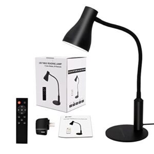 CeSunlight LED Desk Lamp, 3 Lighting Modes and 6 Brightness Levels, 10W Flexible Gooseneck Table Lamp for Living Room and Study, Remote Control with Timing Function, AC Adapter Included (Black)