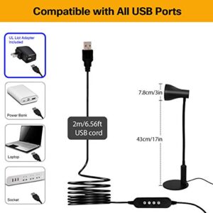 CeSunlight LED Desk Lamp, 3 Lighting Modes and 6 Brightness Levels, 10W Flexible Gooseneck Table Lamp for Living Room and Study, Remote Control with Timing Function, AC Adapter Included (Black)