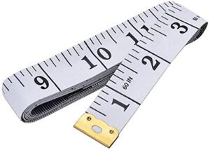 soft tape measure double scale body sewing flexible ruler for weight loss medical body measurement sewing tailor craft vinyl ruler, has centimetre scale on reverse side 60-inch（white）