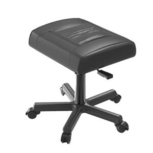ottomans/office footrests, pu leather foot stool with wheels, foot stand under desk, height adjustable rolling leg rest, computer foot rest under desk at work, small footstool relax chair gaming,black