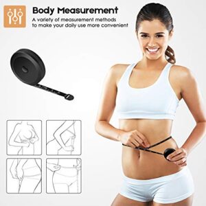 2 Pack Tape Measure Measuring Tape for Body Fabric Sewing Tailor Cloth Knitting Vinyl Home Craft Measurements, 60-Inch Soft Fashion Pink & Retractable Black Double Scales Rulers for Body Weight Loss