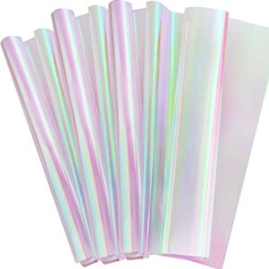 Outus Iridescent Cellophane Roll Iridescent Wrapping Paper Cellophane Wrap for Gift Baskets Iridescent Film Halloween Christmas DIY Wrapping Decoration Supplies (Pink,39 x 138 Inch)