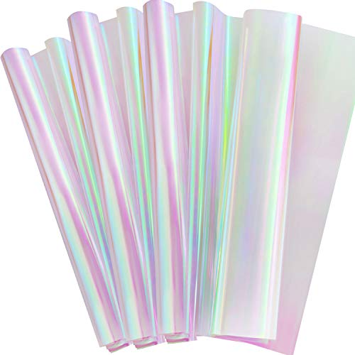 Outus Iridescent Cellophane Roll Iridescent Wrapping Paper Cellophane Wrap for Gift Baskets Iridescent Film Halloween Christmas DIY Wrapping Decoration Supplies (Pink,39 x 138 Inch)