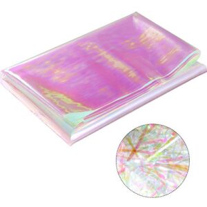 Outus Iridescent Cellophane Roll Iridescent Wrapping Paper Cellophane Wrap for Gift Baskets Iridescent Film Halloween Christmas DIY Wrapping Decoration Supplies (Pink,39 x 138 Inch)