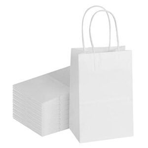 tomnk white gift bags with handles 70pcs small kraft bags white paper bags for birthday wedding party favors gift bags bulk, shopping business goody retail, 5.2×3.5×8 inches