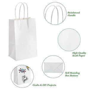 TOMNK White Gift Bags with Handles 70pcs Small Kraft Bags White Paper Bags for Birthday Wedding Party Favors Gift Bags Bulk, Shopping Business Goody Retail, 5.2x3.5x8 Inches