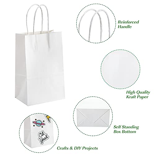 TOMNK White Gift Bags with Handles 70pcs Small Kraft Bags White Paper Bags for Birthday Wedding Party Favors Gift Bags Bulk, Shopping Business Goody Retail, 5.2x3.5x8 Inches