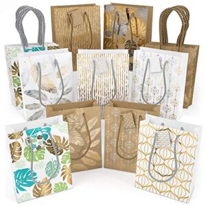 arteza gift bags 9.5”x7”x3.4”, set of 18pcs (9 mixed designs, 2 pcs each design), perfect for any holiday occasion, graduations, birthday parties and more!