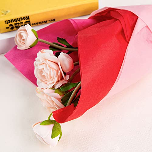 Shindel 128 Sheets Red and Pink Bulk Tissue Paper for Gift Wrapping, for Valentine's Day, 27.5 x 19.5 Inch, Premium Gift wrap Tissue Paper