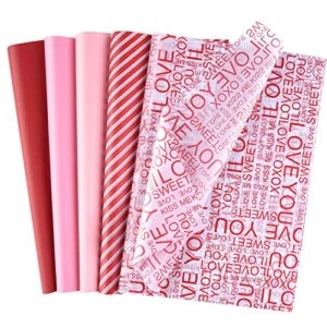 CHRORINE 50 Sheets Tissue Paper Valentines Wrapping Paper 5 Style Pink Tissue Paper Bulk for Packaging Valentine's Day Wedding Art Craft