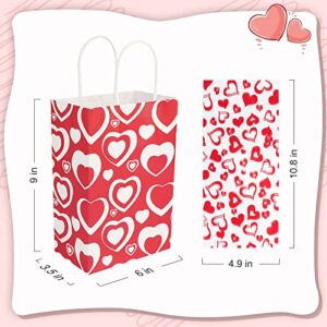 AKEROCK Valentines Day Gift Bags for Kids, 18 Pcs Paper Bags with Handles & 18 Pcs Cellophane Bags with Twist Ties & 18 Pcs Heart Shaped Cards, Valentine Bags bulk for Candy & Treat