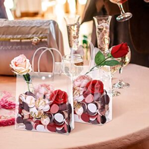 Queekay 8 Pcs Clear Gift Bags with Handle I Do Crew Bachelorette Bags Bridesmaid Gift Bags with Tissue Paper Transparent PVC Reusable Plastic Gift Bags Bulk for Wedding Day Bridal Party Shower Gifts