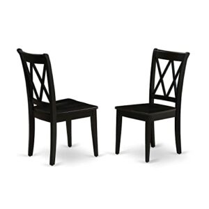 east west furniture clarksville double x-back kitchen chairs in black finish (set of 2)
