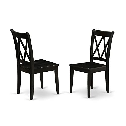 East West Furniture Clarksville Double X-back Kitchen Chairs in Black Finish (Set of 2)