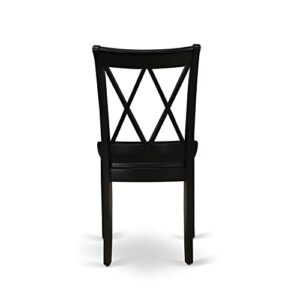 East West Furniture Clarksville Double X-back Kitchen Chairs in Black Finish (Set of 2)