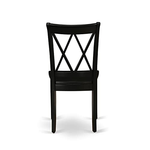 East West Furniture Clarksville Double X-back Kitchen Chairs in Black Finish (Set of 2)