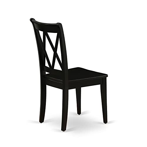 East West Furniture Clarksville Double X-back Kitchen Chairs in Black Finish (Set of 2)