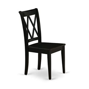 East West Furniture Clarksville Double X-back Kitchen Chairs in Black Finish (Set of 2)