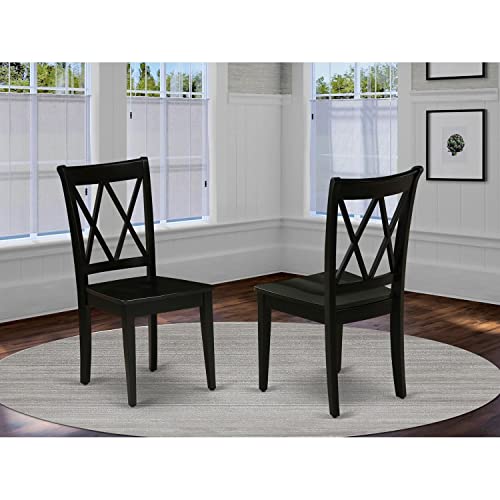 East West Furniture Clarksville Double X-back Kitchen Chairs in Black Finish (Set of 2)