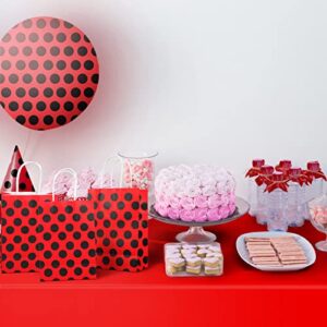 32 Pcs Ladybug Party Bags Ladybug Candy Bag Ladybug Party Favor Bags Ladybug Treat Paper Bags with Handle Red Black Polka Dot Kraft Paper Bag for Baby Shower or Ladybug Themed Birthday Party Supplies