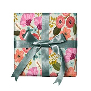 REVEL & Co Romantic Pastel Floral Folded Wrapping Paper, 2 feet x 10 feet Folded gift wrap with dainty flowers