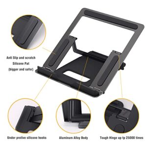 Aluminum Portable Laptop Stand for Desk,Adjustable Ergonomic Laptop Holder, Metal Computer Stand 4 Angle Anti-Slip Compatible with 9 to 15.6inch Laptop(Black)