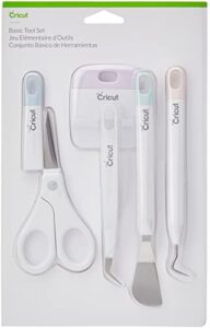 cricut basic tool set – 5-piece precision tool kit for crafting and diys, perfect for vinyl, paper & iron-on projects, great companion for cricut cutting machines, core colors