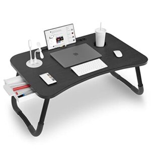 laptop desk, astoryou portable laptop bed tray table notebook stand reading holder with usb charge port/cup holder/storage drawer for working on bed/couch/sofa (black)