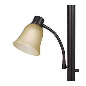 Catalina 18223-002 Transitional Metal Uplight Floor Lamp with Reading Light and Glass Shades, 71", Bronze