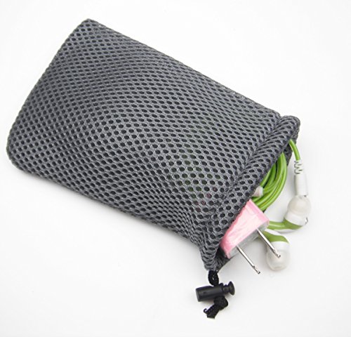 ALL in ONE 6pcs Grey Nylon Mesh Drawstring Bag Pouches for Mini Stuff Cellphone Mp3 10x15cm (4x6 Inch)