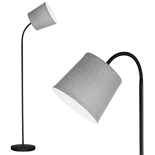 AUQUEE LED Floor Lamp, Standing Lamp for Living Room with Linen Lamp Shade,Adjustable Gooseneck Modern Reading Light,Floor Lamps for Bedroom,Office,Farmhouse,12W LED Bulb Included