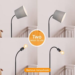 AUQUEE LED Floor Lamp, Standing Lamp for Living Room with Linen Lamp Shade,Adjustable Gooseneck Modern Reading Light,Floor Lamps for Bedroom,Office,Farmhouse,12W LED Bulb Included