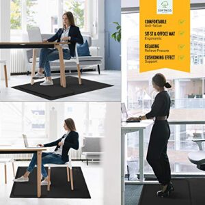 Anti-Fatigue Standing Office Chair Mat for Hardwood Floor with Cushioned Foam Foot Support, 48” x 36” Desk Chair mat, Scratch Resistant and Waterproof Anti-Slip Surface, Soft Ergonomic Cushion