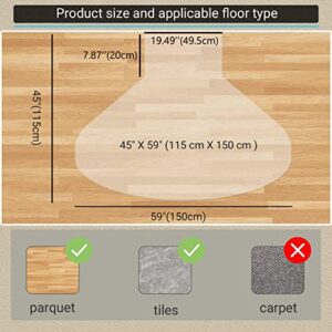 Office Chair Mat for Hardwood Floor&Tile Floors - 45×59 Inch L & U Shaped, Desk Chair Mat for use on Large Desks & Large Computer Tables, EVA Material Odorless&Non-Slip&Easy to Clean&Without Curling
