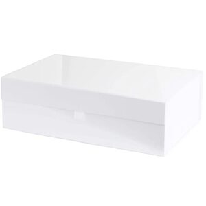 purple q crafts white  hard gift box with magnetic closure lid 14x9x4 rectangle favor boxes with white glossy finish (1 box)