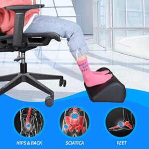 OLYDON Heated Foot Rest for Under Desk - Pure Memory Foam - Leather & Breathable Mesh Cover - Ergonomic Foot Stool for Home & Office