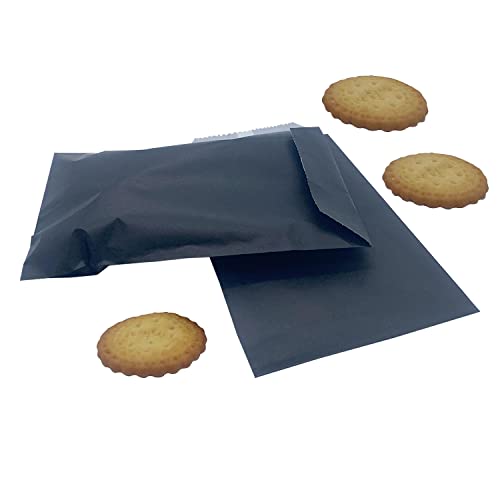 Amsthow Glassine Bags Wax Paper 3.15 x 5.12-inch Treat Little Snack Black Bags for Cookies, Snacks, Chocolate (100Pcs Black)