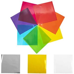 120 pcs cello sheets 8 x 8 in (10 colors silver & gold included) – colored cellophane sheets – colored cellophane wrap – colored transparency sheets – colored saran wrap – cellophane paper wrapping