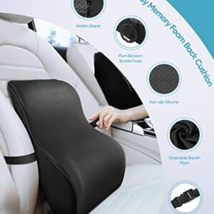 Tsumbay Lumbar Support Pillow Memory Foam Back Cushion Ergonomic Backrest for Back Pain Relief with Breathable 3D Mesh and Adjustable Belts, for Office Chair, Car Seat, Gaming Chair and Wheelchair