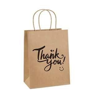 bagdream paper bags 8×4.25×10.5 25pcs thank you gift bags, party bags, shopping bags, wedding bags, retail bags, merchandise bags, brown kraft paper gift bags with handles