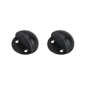 2 pcs solid stainless steel floor door stopper,3m self adhesive oval hooded door stop (black）