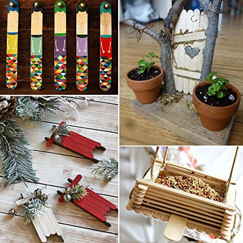 200 Pcs Craft Sticks Ice Cream Sticks Natural Wood Popsicle Craft Sticks 4.5 inch Length Treat Sticks Ice Pop Sticks for DIY Crafts