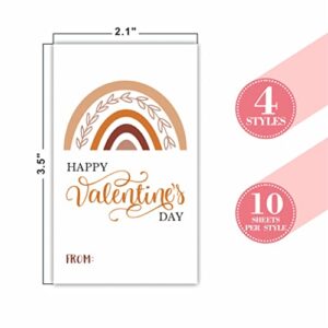 Valentine's Day Gift Tags Stickers, Rainbow Theme Valentine Self Adhesive Stickers(40 Pack), Happy Valentine's Day Gift Wrapping Labels Decorations and Supplies for Boys Girls(QRJBGJ-004)