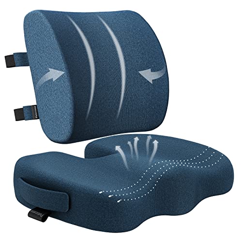 2022 Memory Foam Seat Cushion Orthopedic Design & Back / Lumbar Support Pillow for Office Chair, Car, Truck, Wheelchair for Hemorrhoid, Pregnancy Post Natal, Sciatica,Tailbone & Lower Back Pain Relief