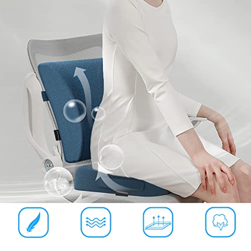 2022 Memory Foam Seat Cushion Orthopedic Design & Back / Lumbar Support Pillow for Office Chair, Car, Truck, Wheelchair for Hemorrhoid, Pregnancy Post Natal, Sciatica,Tailbone & Lower Back Pain Relief