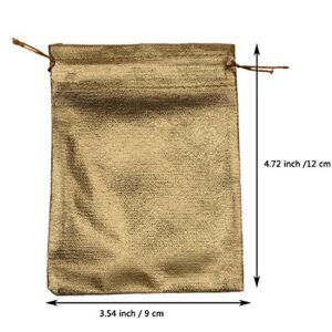 BEAVOING Pack of 100 3.54"x4.72" Heavy Duty Gold Drawstring Organza Jewelry Pouches Wedding Party Christmas Favor Gift Candy Chocolate Bags (Gold, 3.54"x4.72")