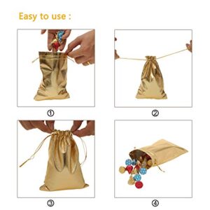 BEAVOING Pack of 100 3.54"x4.72" Heavy Duty Gold Drawstring Organza Jewelry Pouches Wedding Party Christmas Favor Gift Candy Chocolate Bags (Gold, 3.54"x4.72")