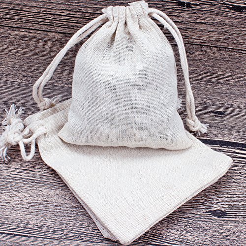 Hapdoo 24 Pack Cotton Muslin Bags with Drawstring Gift Bags Jewelry Pouches Sacks for Wedding Party and DIY Craft, 3 x 4 Inches, Presents, Festivals…