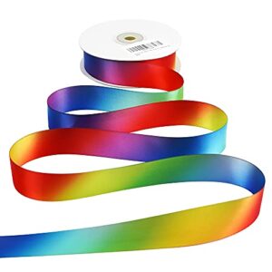 meedee rainbow ribbon satin ribbon 1 inch rainbow satin ribbon rainbow colored ribbon for crafts gift wrapping pride birthday party decoration diy rainbow hair bows – 25 yards